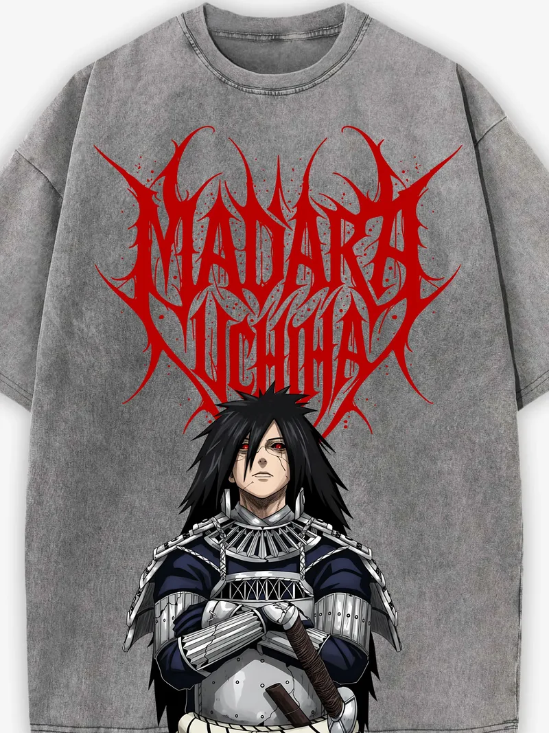 Вареный серый Футболки с принтом «Madara Uchiha»
